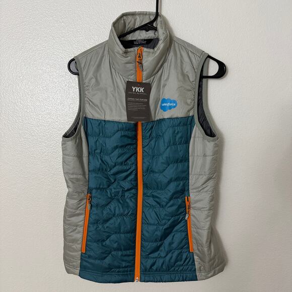 Salesforce Puffer Jacket Vest Womens Small Gray Full Zip Insulated Hexa Custom - Picture 5 of 7